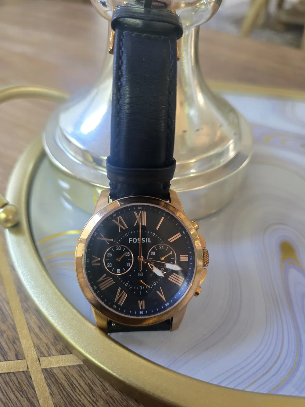 Fossil Men's Blue Leather Chronograph Watch - Navy